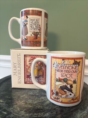 Set of Two Mary Englebreit Coffee Mugs- with one box